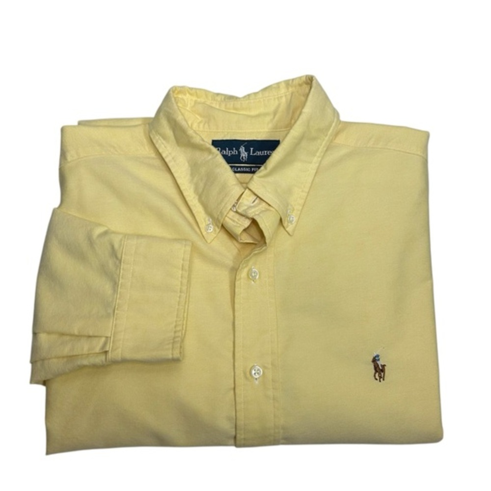 Ralph Lauren Cotton Yellow Long Sleeve Buttons Classic Fit‎ Shirt 16 1/2 - 36/37